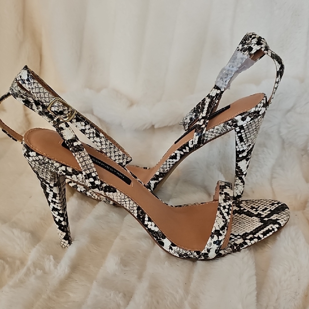 French Connection Black and White Snakeskin Heels